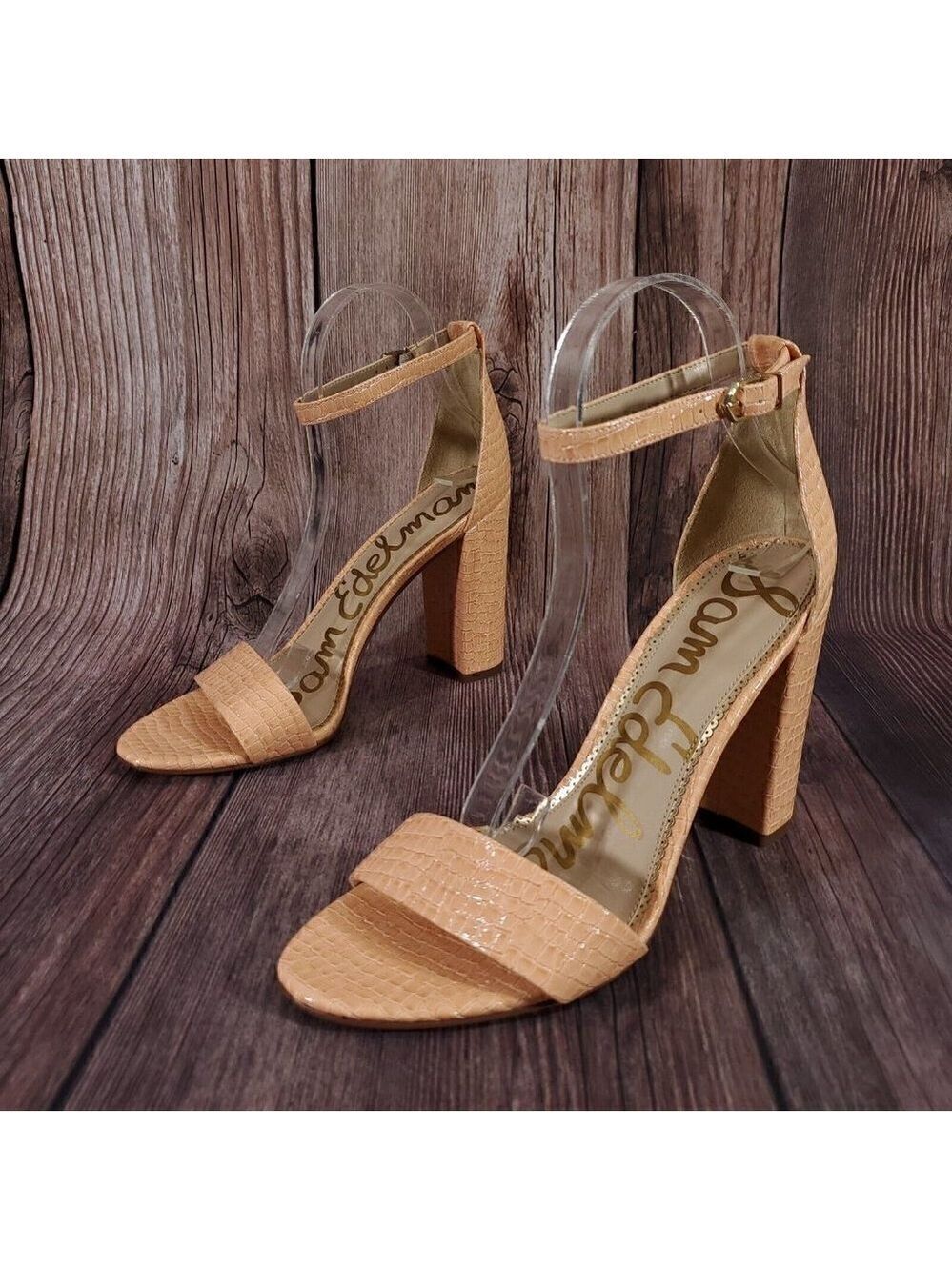 Sam Edelman Yaro 10m Peach Open Toe Adjustable Ankle Strap Leather Heeled Sandal